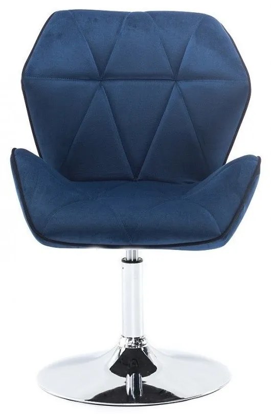 LuxuryForm DESIGN Stolička MILANO MAX VELUR na striebornom tanieri - modrá