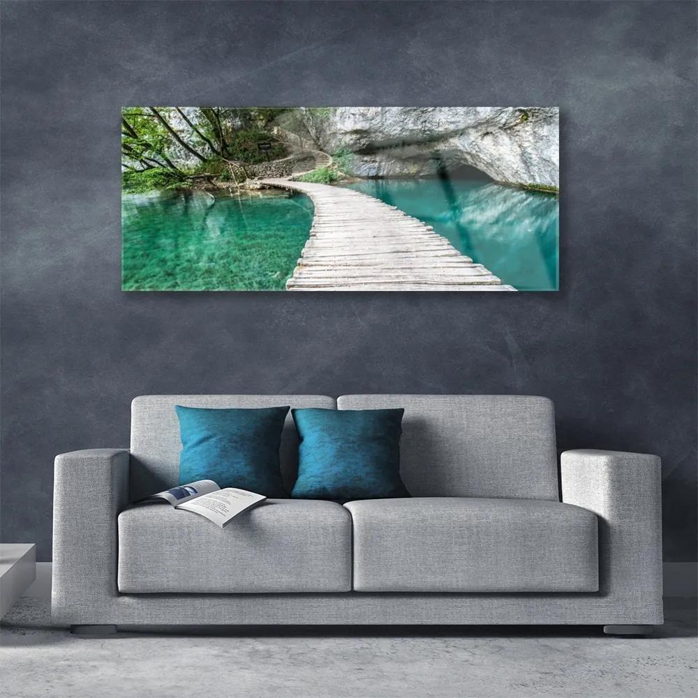 Obraz plexi Most jazero architektúra 125x50 cm