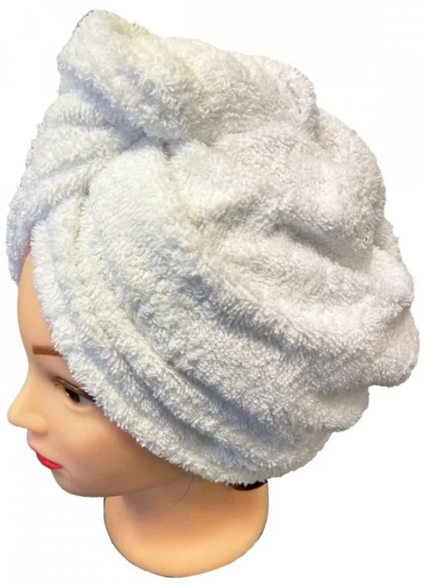 Rýchloschnúci froté Turban na vlasy biely