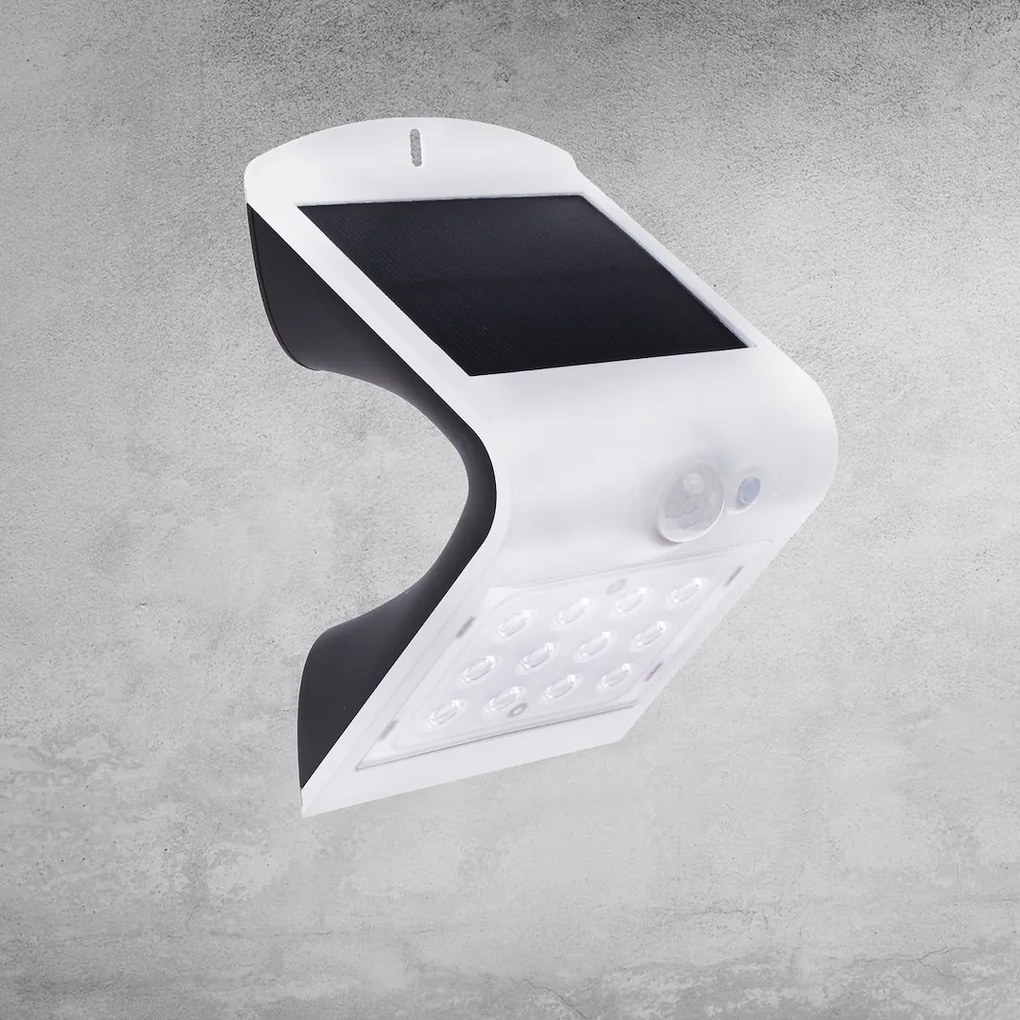 Ecolamp Exteriérové solárne nástenné LED svietidlo Butterfly, 1x LED 1,5w, biela, pohybový senzor
