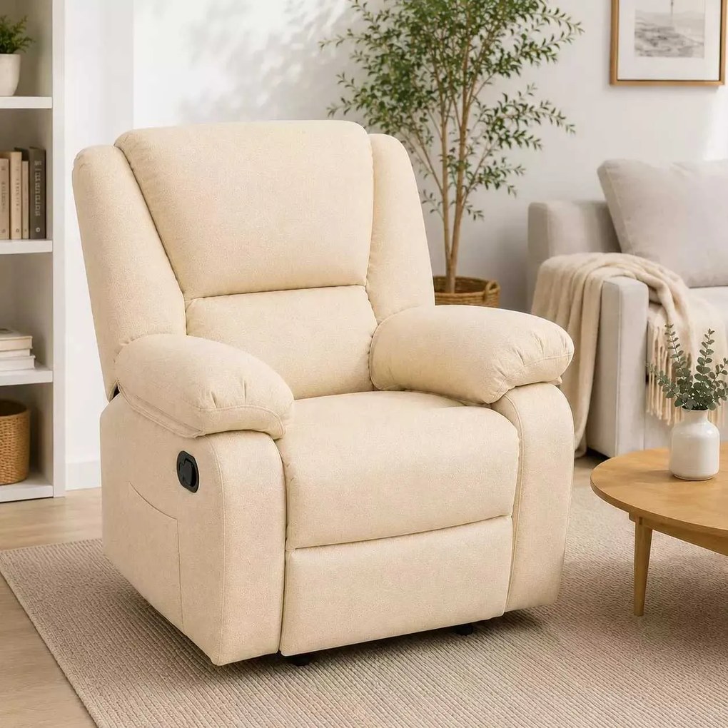 LuxuryForm DESIGN Televízne kreslo VELORA s polohovaním - béžové