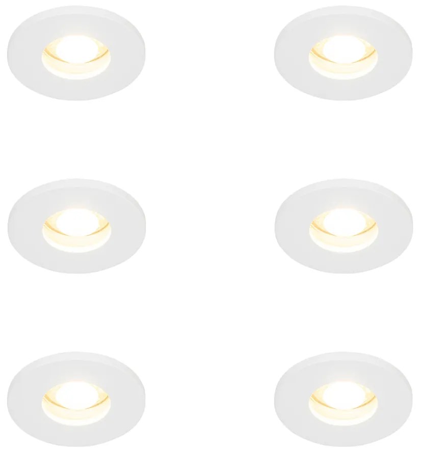 Sada 6 moderných kúpeľňových zapustených bodových svetiel biela - Shed