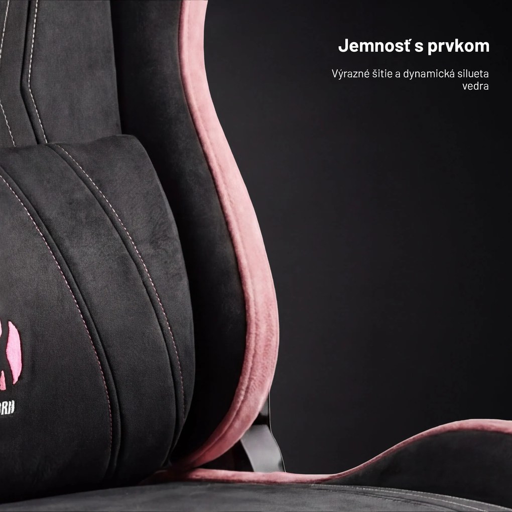 Herné kreslo z textílie Normal Size, čierno-ružové: Diablo X-Horn 2.0 Akira Pink
