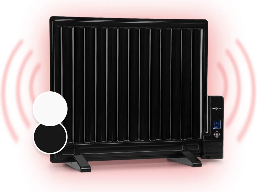 OneConcept Wallander, olejový radiátor, 600 W, termostat, olejové vyhrievanie, plochý dizajn, čierny