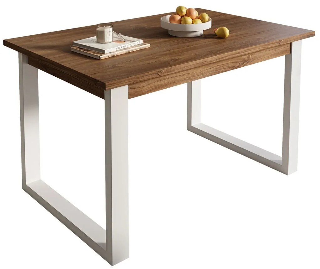PLUTO JEDÁLENSKÝ STÔL DUB STIRLING / BIELY 125 cm