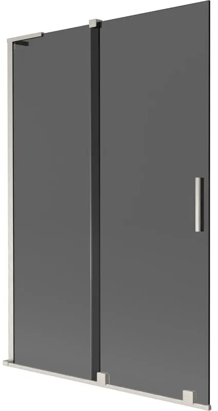Mexen Velar L, 2-krídlová posuvná vaňová zástena 120 x 150 cm, 8mm šedé sklo, brúsená oceľ, 896-120-003-41-97