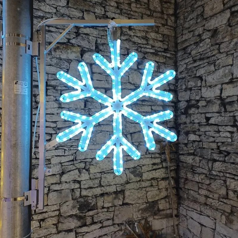 DECOLED LED světelná vločka VII, na sloupy VO 3D tisk, pr. 66 cm, FLASH, ledově bílá, IP67