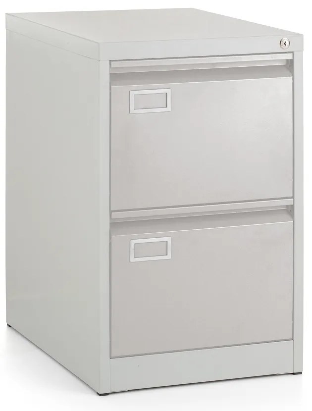 Kovová kartotéka A4 - 2 zásuvky, 45,5 x 62 x 71,5 cm, cylindrický zámok, svetlo sivá