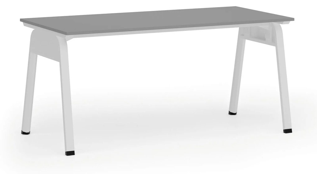 Kancelársky stôl PRIMO GAMMA, 1600 x 800 mm, biela podnož, grafit