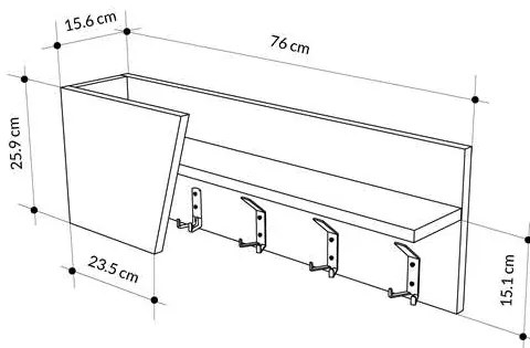 Nástěnný věšák Houseland Eleva dub safírový/antracitově šedý