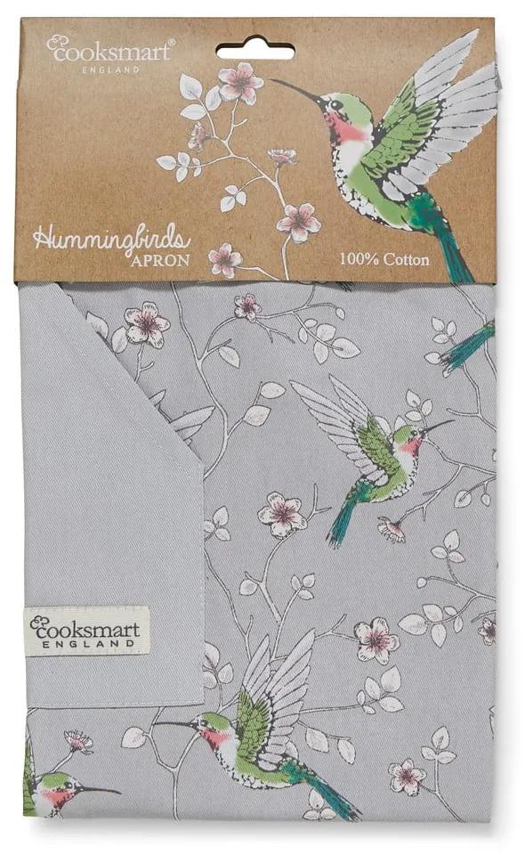 Sivá bavlnená zástera Cooksmart ® Hummingbirds