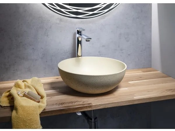 Sapho - Umývadlo na dosku FORMIGO Ø 39 cm betón/béžová