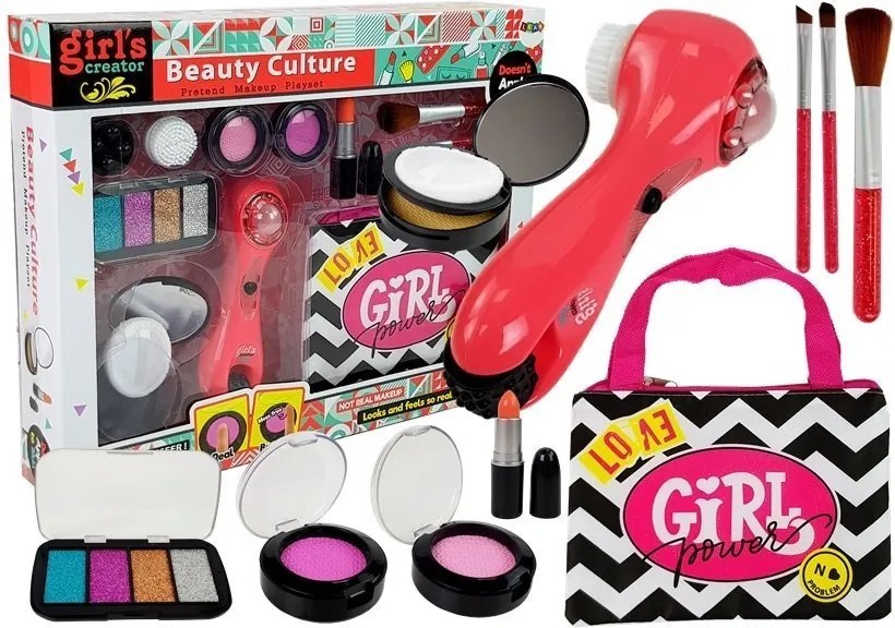 LEAN Toys Kozmetická súprava s taškou, masérom a rúžom