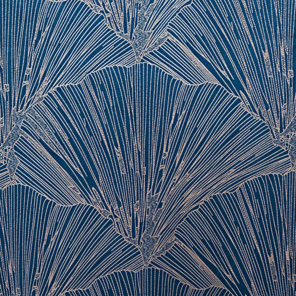 Modrý zamatový záves na krúžkoch GOJA s lesklou potlačou 140x250 cm