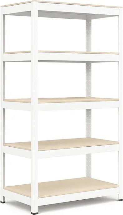 Regál 200x90x40 cm lakovaný 5-policový, nosnosť 875 kg - biely