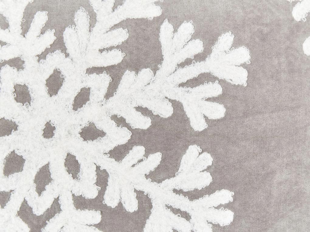 Zamatový vankúš s vianočným motívom 45 x 45 cm sivý MURRAYA Beliani