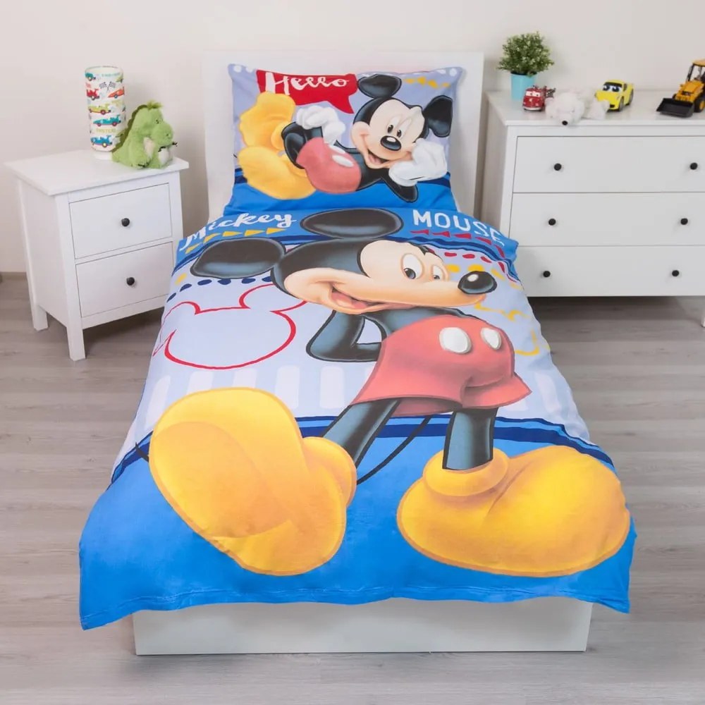Bavlnené detské obliečky na jednolôžko 140x200 cm Mickey "Hello" – Jerry Fabrics