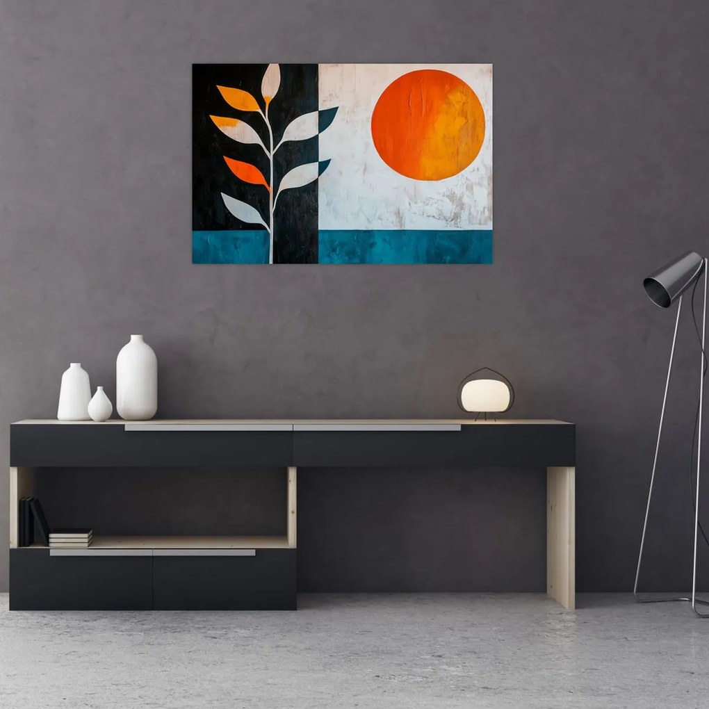 Obraz - Abstrakcia rastliny a slnka (90x60 cm)