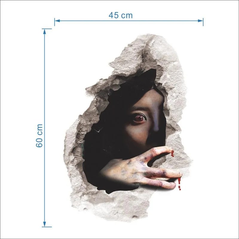 Veselá Stena Samolepka na stenu na stenu Halloween 3D Tvár za stenou