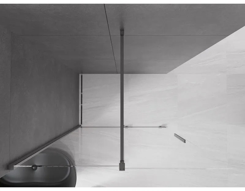 Mexen Velar, posuvné dvere do otvoru typ Walk-In 140 cm, 8mm číre sklo, grafitová matná, 871-140-000-03-66