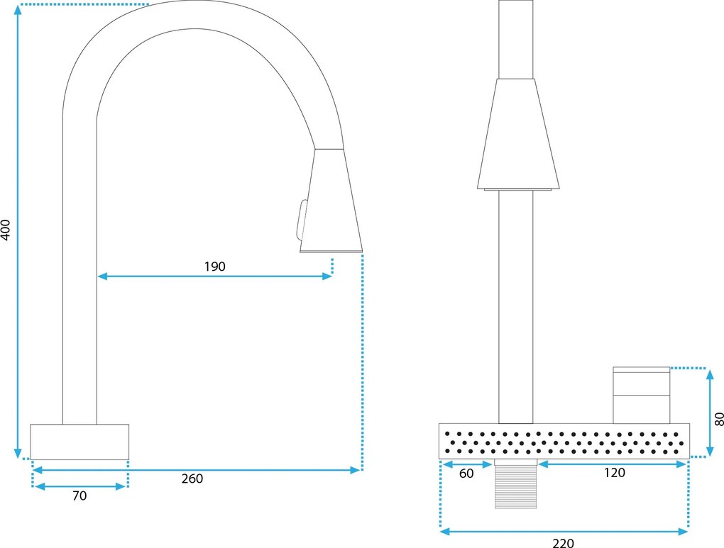 Rea Conor, kuchynská batéria h-400, brúsená oceľ, REA-B6313