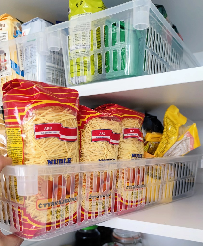 Úložný kôš, box a organizér extra hlboký 50 cm x 20 cm INVA, transparentný