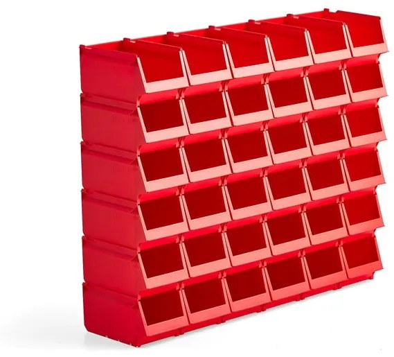 Plastové boxy AJ 9000, séria-74, 250x148x130 mm, 36 ks, červená