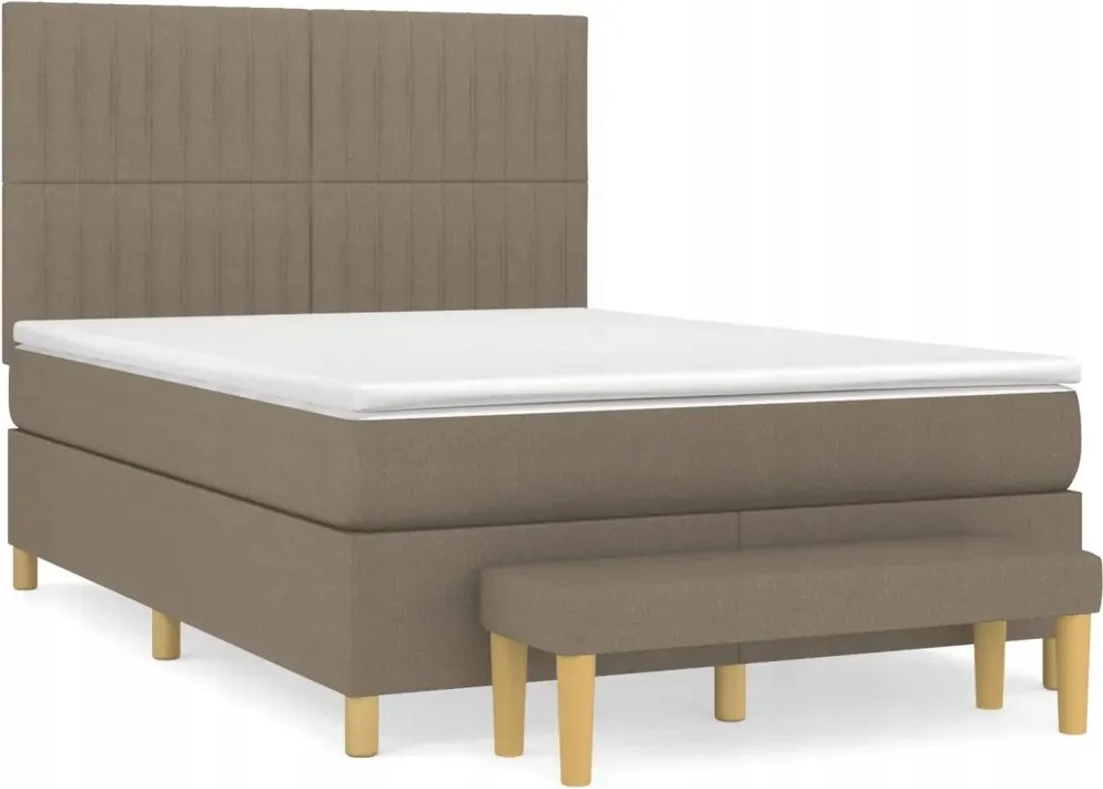 vidaXL Kontinentálna posteľ s matracom, taupe, tkanina, 140 x 200 cm