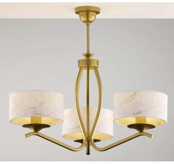 Jupiter 2109 - Luster na tyči KASZMIR 3xE27/15W/230V biela/zlatá/mramorový dekor