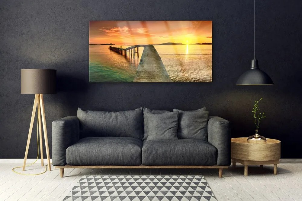 Obraz plexi More slnko most krajina 120x60 cm