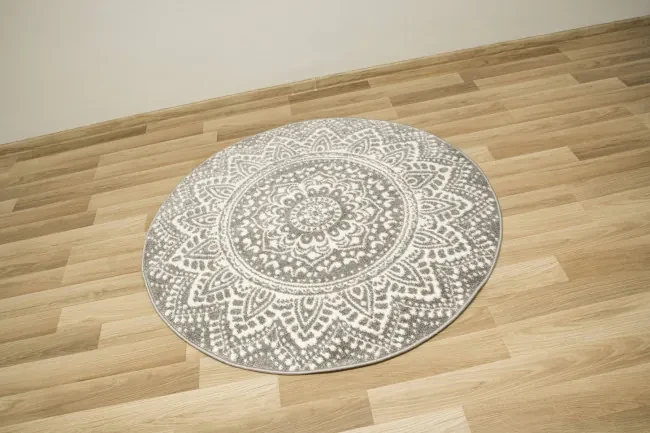 Koberec Lima G757A mandala, krémový / sivý kruh
