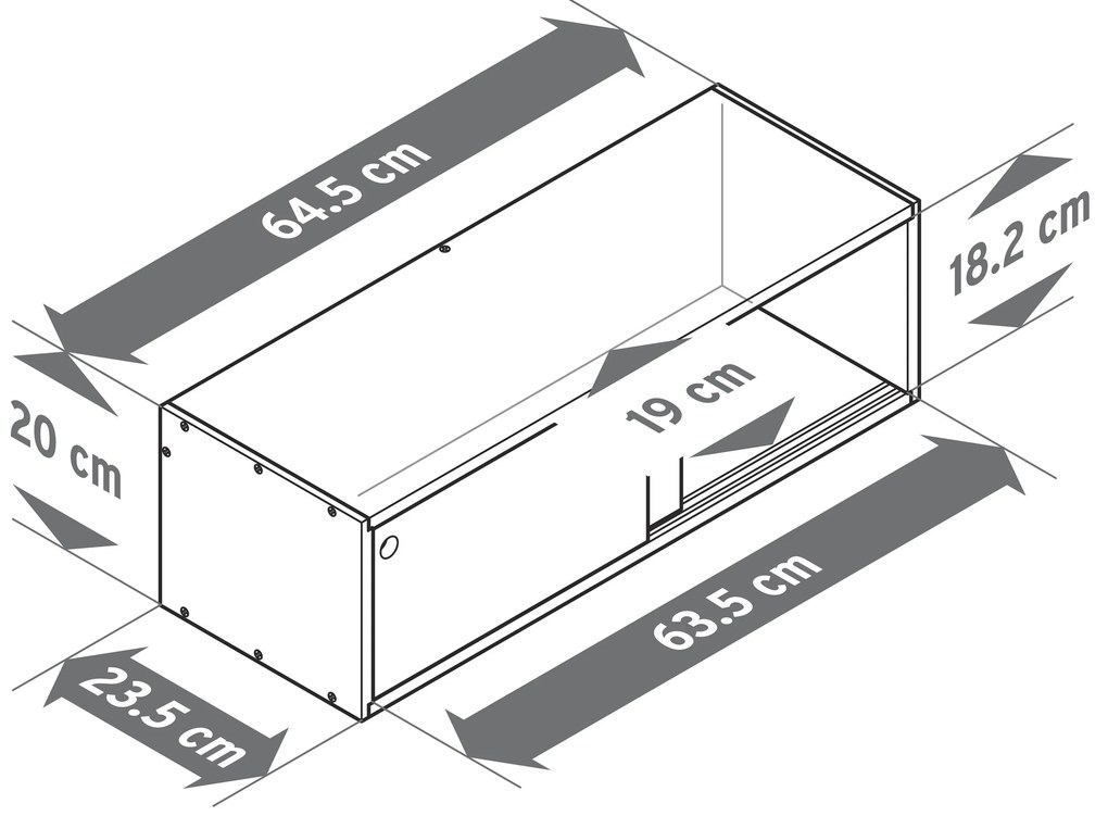 Nástenný regál s posuvnými dvierkami