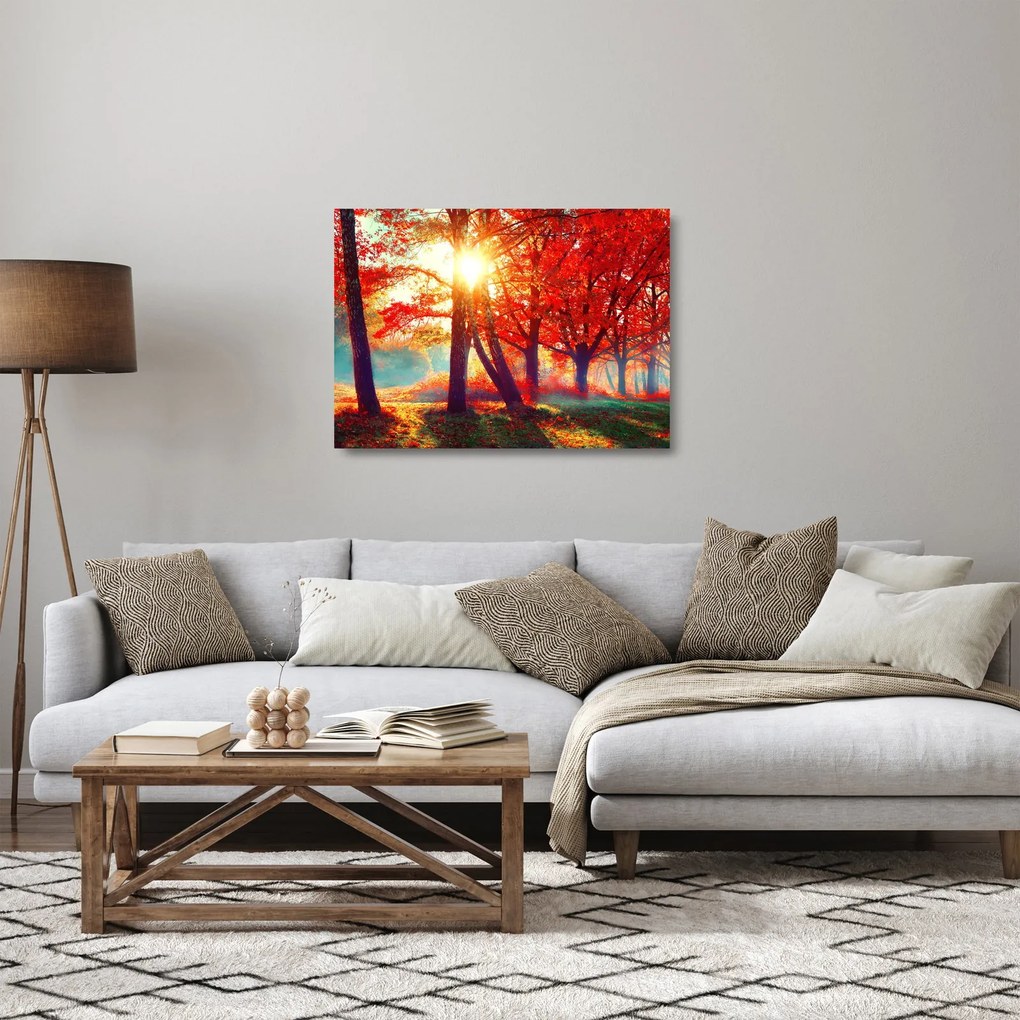 Sklenený obraz - Jesenná krajina (70x50 cm)