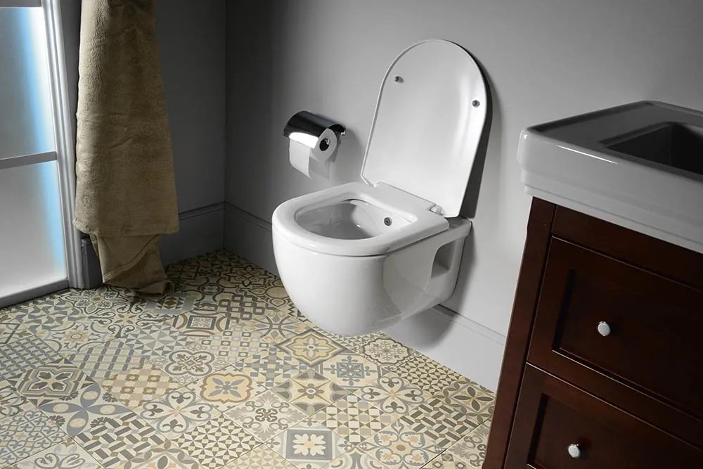 Sapho Sapho, BRILLA závesná WC misa s bidet. spŕškou, Rimless, 36,5x53 cm, biela, 100612