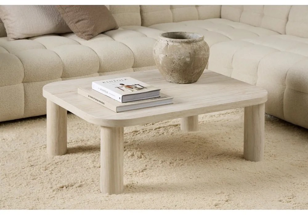 Béžový konferenčný stolík v dekore mramoru 75x100 cm Solano – Actona