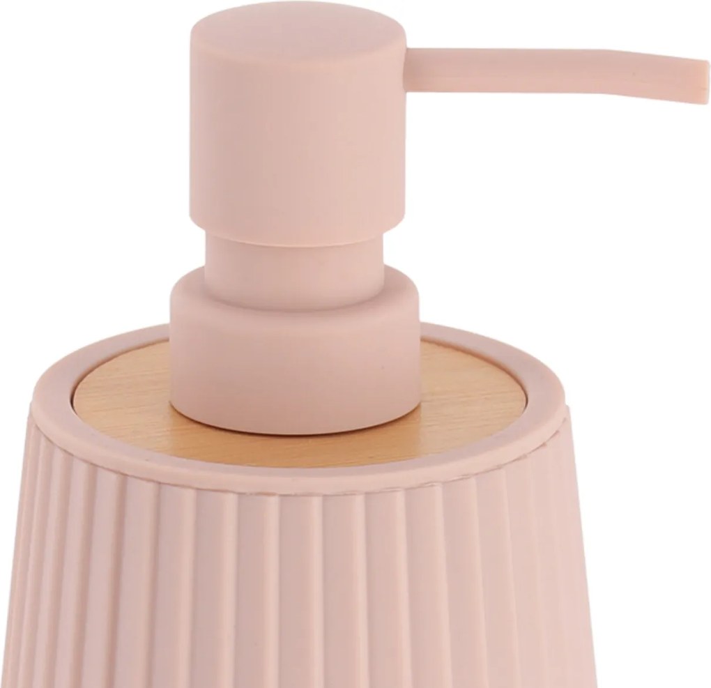 Dávkovač mydla Roza, ružová/s drevenými prvkami, 250 ml