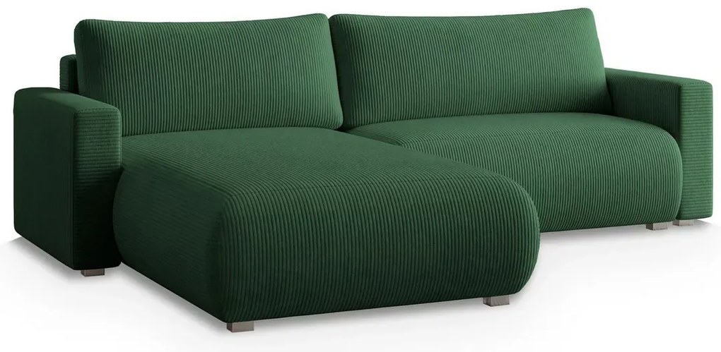 Tmavozelená rozkladacia rohová pohovka TAFIRA, obojstranná