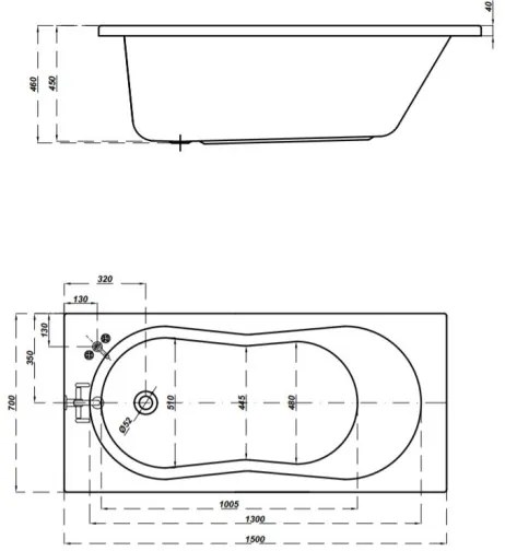 Cersanit Nike, akrylátová vaňa 150x70cm + nožičky, biela, S301-246