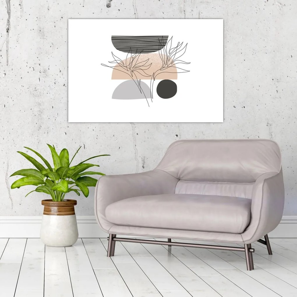 Obraz - Line art kvety N⁰2 (90x60 cm)