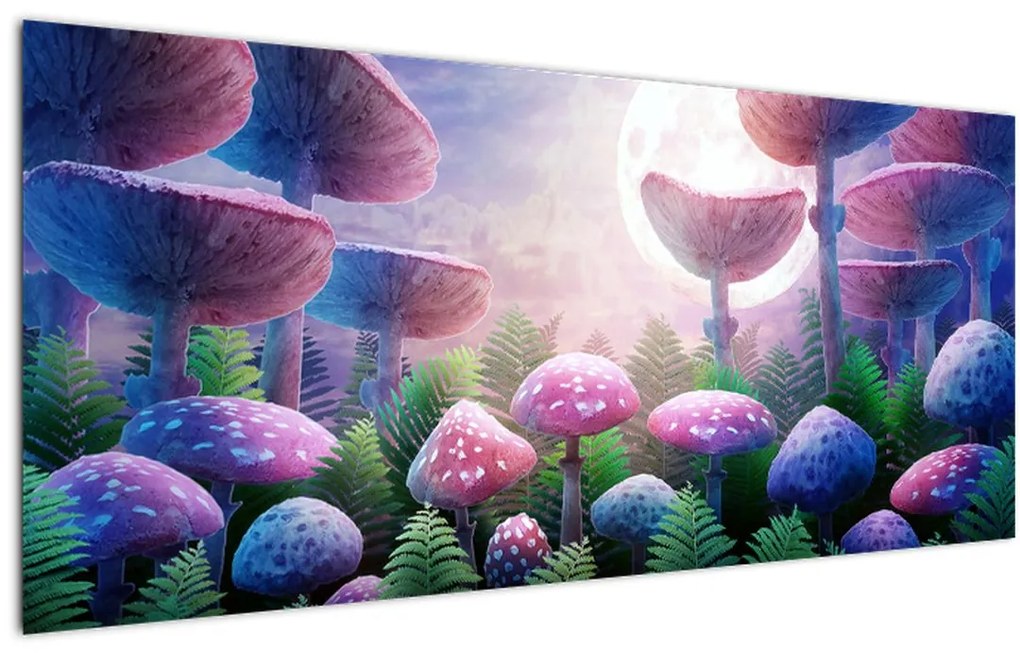 Obraz - Huby pri splne, grafika (120x50 cm)