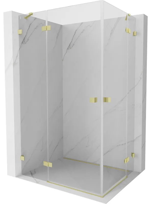 Mexen Lunar Duo, výklopný sprchový kút 120 x 80 cm, 8mm číre sklo, zlatý matný profil, 834-120L-080P-55-00