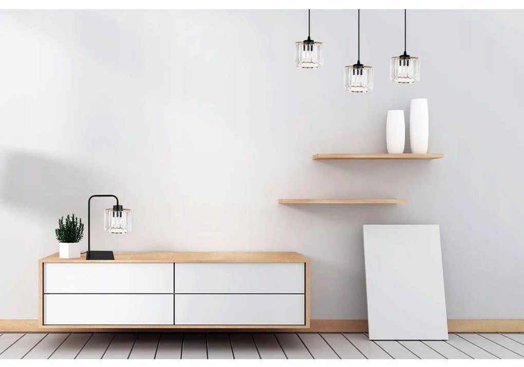 Stolová lampa HOLDI 2, 1x priehľadné krištáľové tienidlo, G