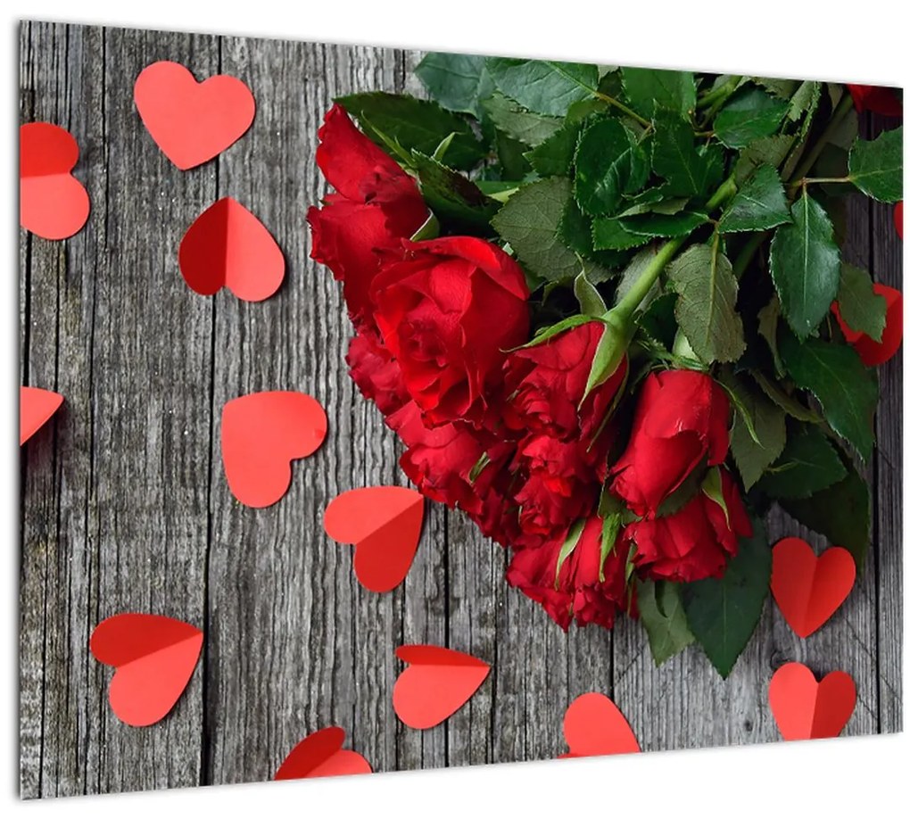 Sklenený obraz ruží (70x50 cm)