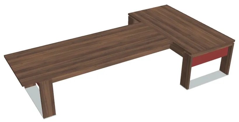 Stôl Verno+ S 200 x 370 cm s rokovacím prvkom, orech / červená