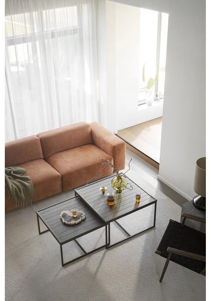 Tmavohnedý konferenčný stolík s doskou z dubového dreva ø 70 cm Deerfield – Rowico