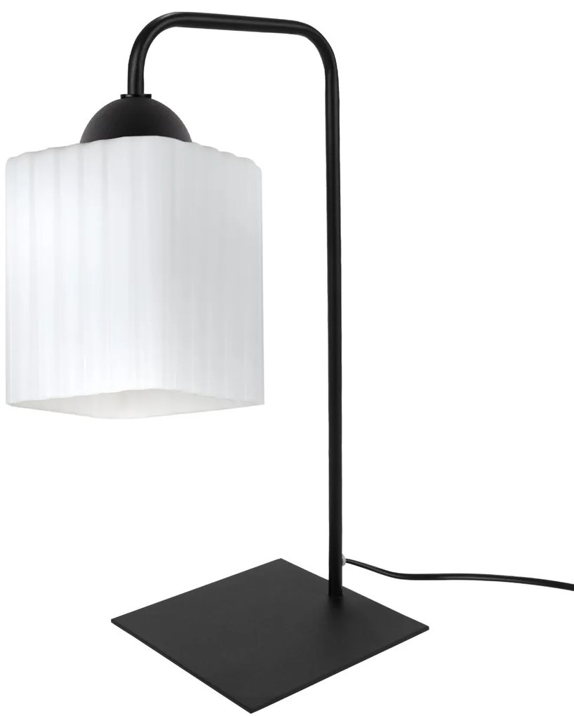 Stolná lampa Riffle Square, 1x biele sklenené tienidlo, b