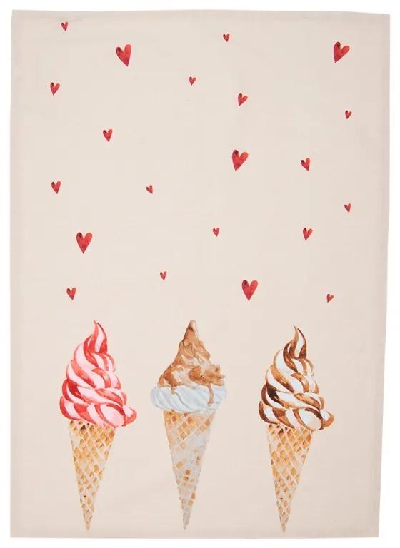 Béžová bavlnená utierka so zmrzlinou Frosty And Sweet - 50*70 cm