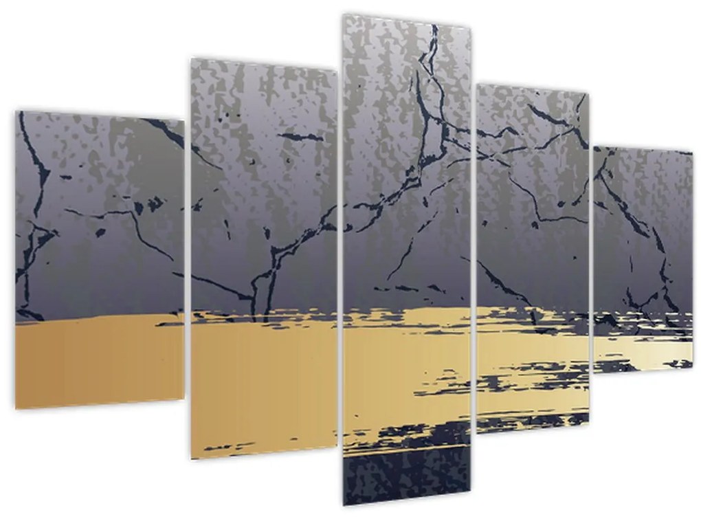 Obraz - Modrá a zlatá abstrakcia N⁰1 (150x105 cm)
