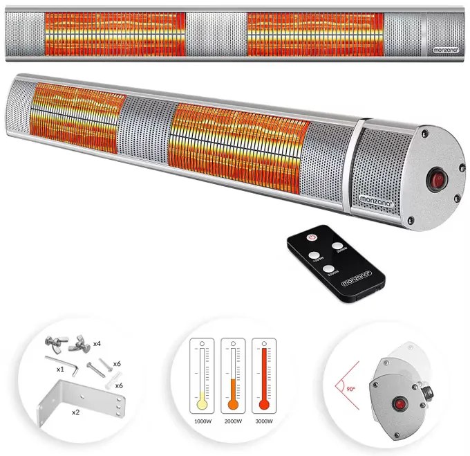InternetovaZahrada Sálavý ohrievač 3000 W - strieborný