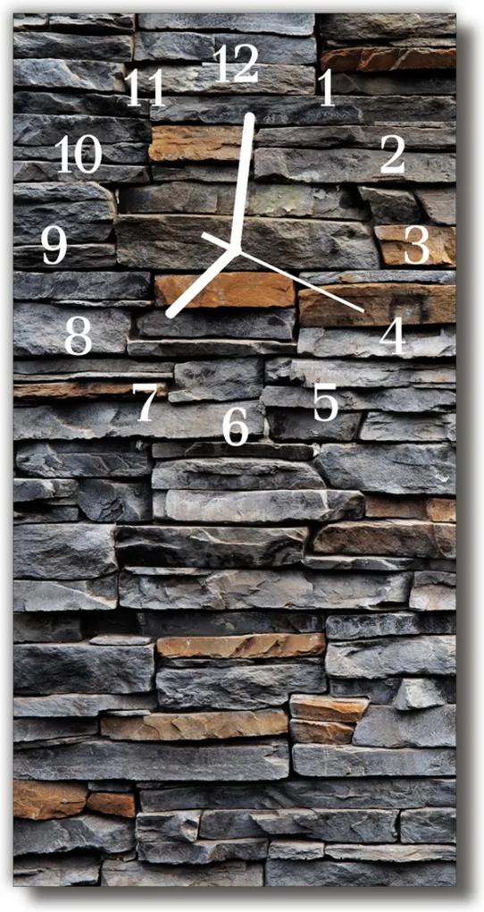 Nástenné hodiny vertikálne  Kamenná sivá stena